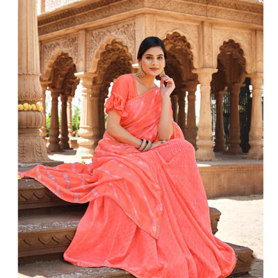 "Fancy Silk Saree Seymore Kesaria -11382 - Click here to View more details about this Product